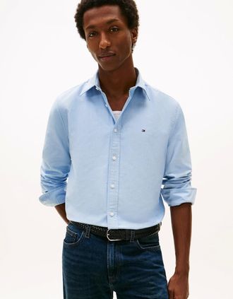 Tommy Hilfiger Mens Tommy Hilfiger Solid Heritage Mens Long Sleeve Oxford Shirt - Shirt Blue - Size: 40/Regular