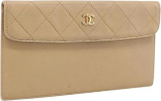 Chanel Pre-owned Vintage Long Wallet - Dames - Vintage Accessoires - Beige - ONE Size - Leer - Vintage