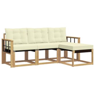 vidaXL Conjunto De Sof&aacute;s De Exterior Con Coj&iacute;n 4 Pcs Blanco Y Crema Vidaxl