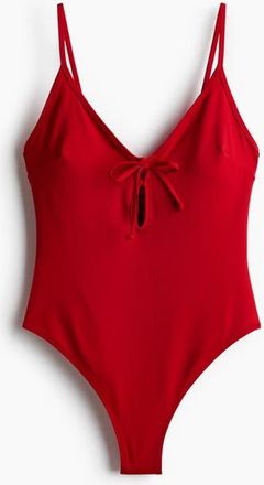 H&M Padded-cup High Leg Swimsuit in Red at Nordstrom, Size X-Large