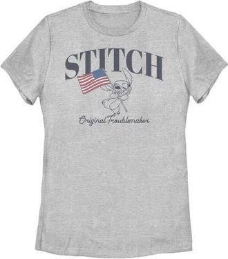 Lilo & Stitch Womens Lilo & Stitch Original American Troublemaker T Shirt in Athletic Heather at Nordstrom, Size Xx-Large