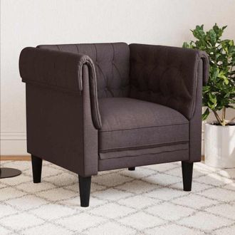 vidaXL Sill&oacute;n Chesterfield De Tela Marr&oacute;n Oscuro Vidaxl