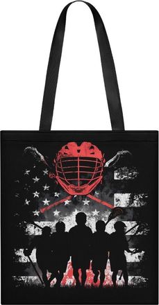 Generic USA Flag Lacrosse Tote Bag for Women Men Shoulder Bags Purses Pouch Handbags