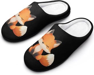Generic Cute Fox Womens Cotton Slipper Comfortable Cozy Plush Slippers Anti-Skid Indoor House Closed Toe Shoes