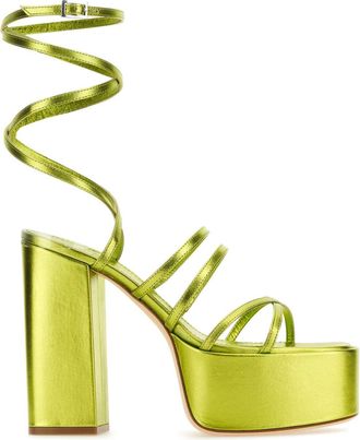 PARIS TEXAS Womens Acid Green Leather Evita Sandals - Lime Green - Size EU 38