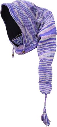 Gheri Woolen Fleece Lined Pixie Pointed Long Snood Hood Neckwarmer Wizard Hat Purple Tie Dye