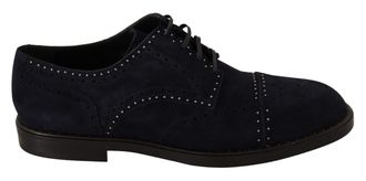 Dolce & Gabbana Mens Suede Leather Oxford Brogue Shoes - Navy - Size EU 44