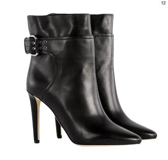 Jimmy Choo London Black Leather Buckle Detail Ankle Boots Size 40