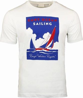 GANT Mens GANT Graphic T-Shirt, Eggshell - White - Size: 40