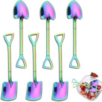 OEM Cucharas De Acero Inoxidable Creativas Para Sand&iacute;a, Helado, Caf&eacute; Y Postres - Juego De 6 Cucharas Coloridas