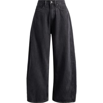 Good American Good Extreme Super High Waist Barrel Jeans in Black373 at Nordstrom Rack, Size 0