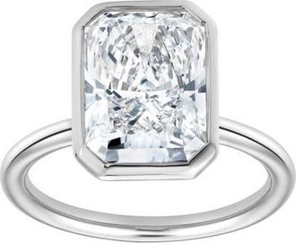 LuvMyJewelry Nerina 14K Gold Radiant Bezel Lab Grown Diamond Solitaire Engagement Ring - 5 Cts in 14K White Gold at Nordstrom, Size 6.5