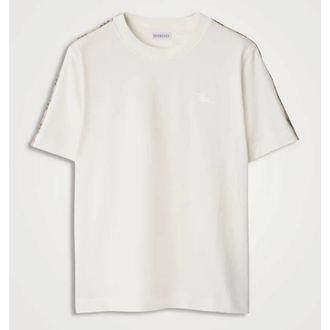 Burberry Womens Check Trim Cotton T-Shirt, Size Medium