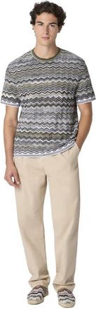 Missoni Cotton Knit T-shirt With Chevron Pattern in Beige& Blue at Nordstrom, Size 48 It