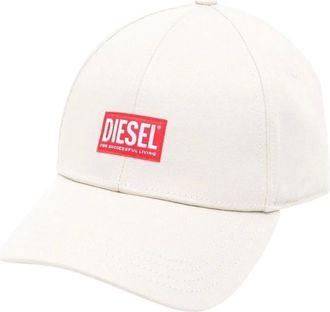 Diesel Mens Diesel Patch Logo White Cap - Size: M