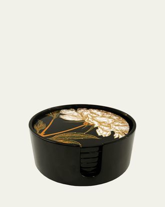 Nomi K Ora Floral Lacquered Wood Coasters, Set of 6