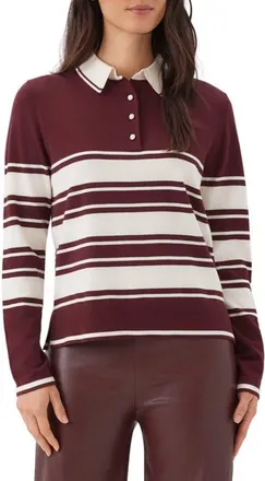 Karen Kane Game Day Striped Sweater in Wine W/Cream at Nordstrom, Size X-Large