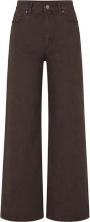 Paige Anessa Wide Jeans - Dames - Loose Fit Jeans - Bruin - W26 - Katoen - Jeans