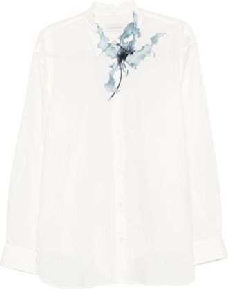 Dries Van Noten White Floral Print Shirt