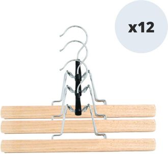 MSV Juego De 12 Perchas De Madera Para Pantalones O Faldas 30cm Msv