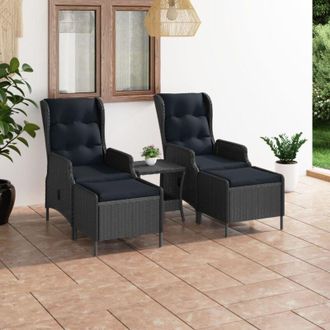 vidaXL Set Muebles Jard&iacute;n 3 Pzas Rat&aacute;n Sint&eacute;tico Gris Oscuro Y Cojines Vidaxl