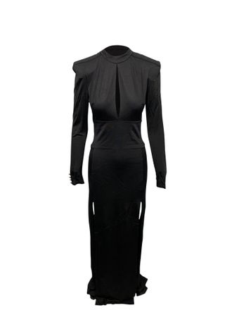 Balmain Balmain Cut Out Jurk met Zijsplit in Zwarte Viscose