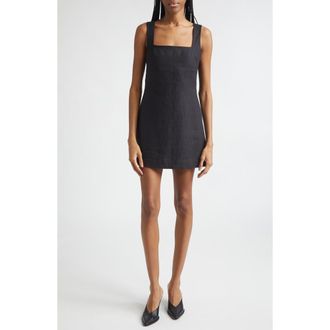 Poss&eacute; Alice Linen Minidress in Black at Nordstrom, Size Xx-Small