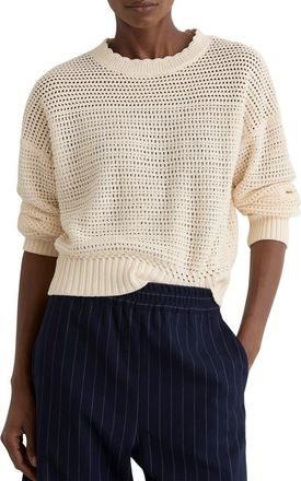 Reiss Bonnie Open Stitch Cotton Sweater in Neutral at Nordstrom, Size Medium
