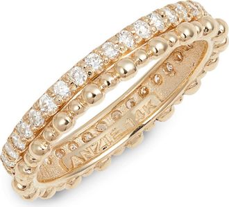 Anzie Dew Drop Pavé Diamond Double Eternity Band in Gold/Diamond at Nordstrom, Size 7