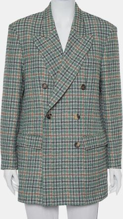 Isabel Marant Green Prince Of Wales Checkered Cotton Double Breasted Telis Blazer