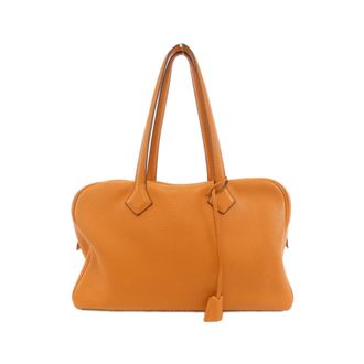 Herm&egrave;s Orange Taurillon Clemence Leather Boston Bag (Pre-Owned)