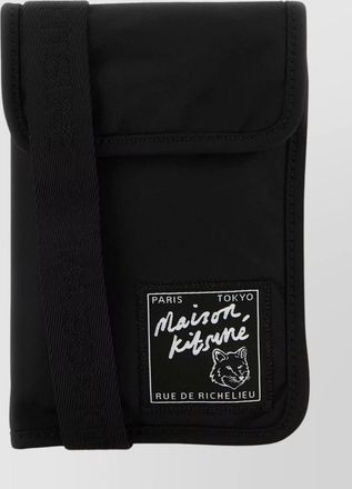 Maison Kitsun&eacute; nylon phone case with adjustable shoulder strap
