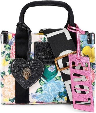 Kurt Geiger Extra Small Southbank Floral Canvas Tote in Charcoal at Nordstrom