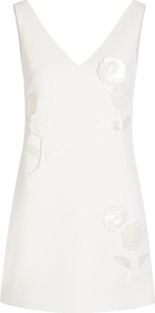Self Portrait Floral-appliqu&eacute; Crepe Mini Dress - White - 16 (UK16 / XL)