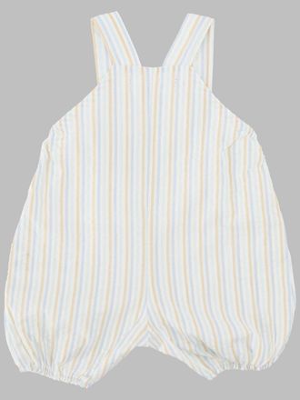 Tartine Et Chocolat Striped Cotton Dungaree Dress - Beige