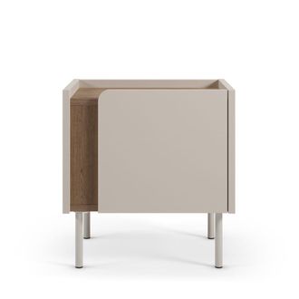 DRAWER Mesa de noche con 1 puerta de madera y metal - beige