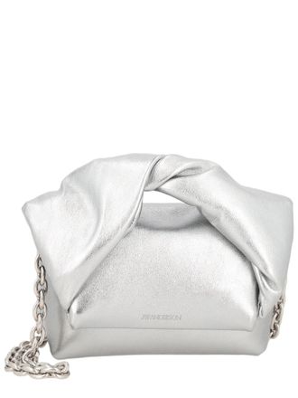 J.W.Anderson Silver Sculptural Twisted Handle Leather Shoulder Bag