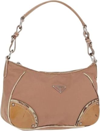 Prada Pre-owned Shoulder Bags, female, Beige, Size: ONE SIZE Pre-owned Vintage Nylon Shoulder Bag
