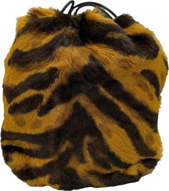 Jil Sander Tiger-Print Bucket Bag in Brown Pony Hair