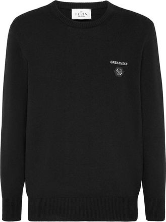 Philipp Plein Pullover Ronde Hals Ls Love - Heren - Ronde hals truien - Zwart - 3XL - Wol - Truien & Vesten