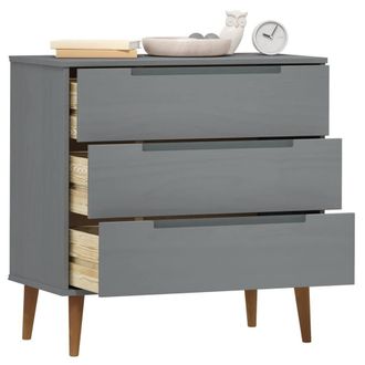 Berkfield Home Beautiful Drawer Cabinet MOLDE Grey 80x40x80 cm Solid Wood Pine | Size: 80 x 40 x 80 cm