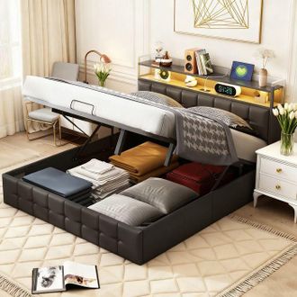 OEM Estructura De Cama - Chb01 - 140x190 Cm - Usb Y Led Rgb - Cofre Hidr&aacute;ulico