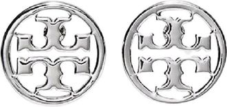 Tory Burch Miller Logo Oorbellen - Dames - Oorbellen - Grijs - ONE Size - Accessoires