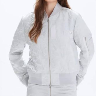 Chrldr Leni-Sleeve Pocket Bomber Jacket In Limestone