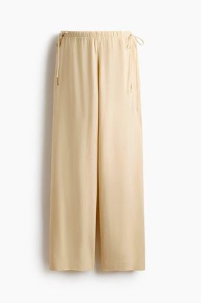 H&M Mama Linen-blend Drawstring Trousers in Light Yellow at Nordstrom, Size X-Small