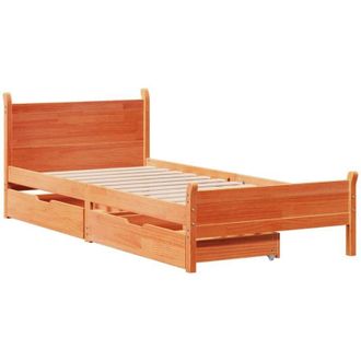 vidaXL Cama Sin Colch&oacute;n Madera Maciza De Pino Marr&oacute;n Cera 100x200 Cm Vidaxl
