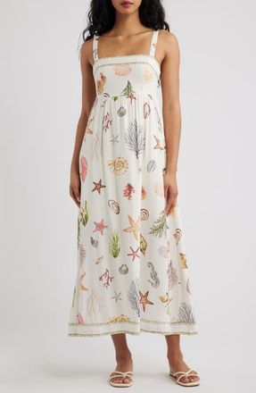 Blu Pepper Printed Midi Sundress in Cream Multi at Nordstrom, Size Medium