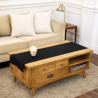 Solino Home Linen Table Runner for Dining Table, Holiday and Everyday Table Decor - Classic Hemstitch in Black at Nordstrom, Size Xx-Small