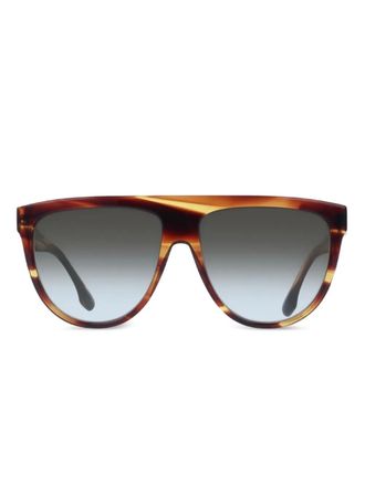 Victoria Beckham striped rectangle sunglasses - women - Acetate - One Size - Brown
