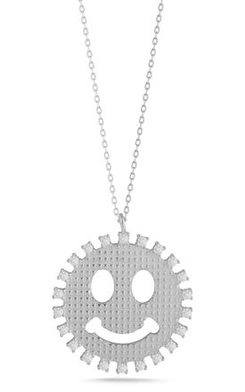 Glaze Jewelry Sterling Silver Smiley Face Necklace